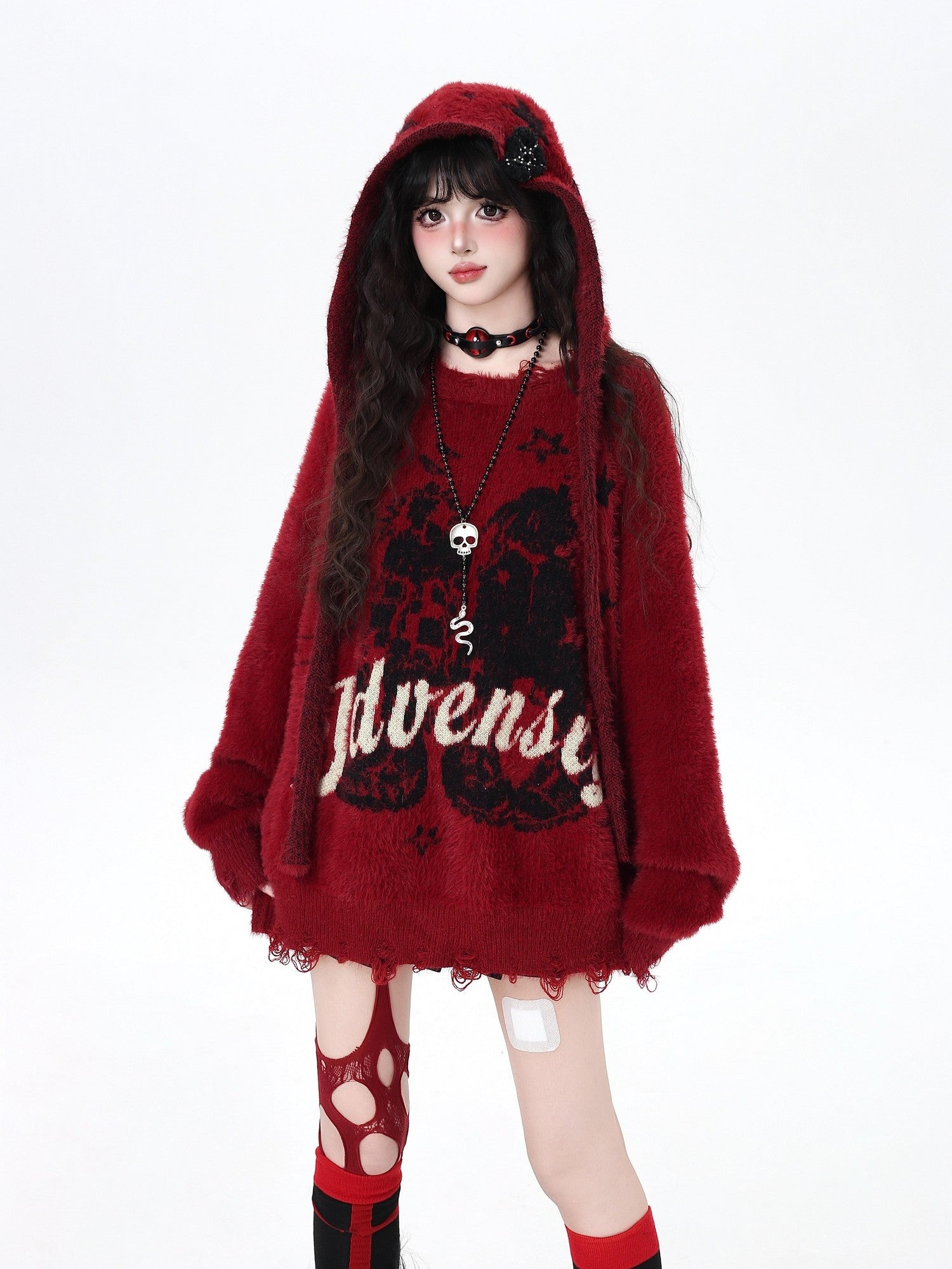 Crazy Girl Soft Relaxed Detachable Hood Vintage Letter Women&