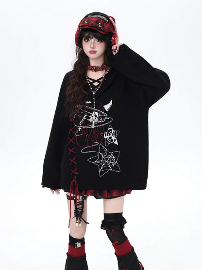 Crazy_Girl_Solid_Gothic_Crisscross_Strap_Loose_Casual_Women&