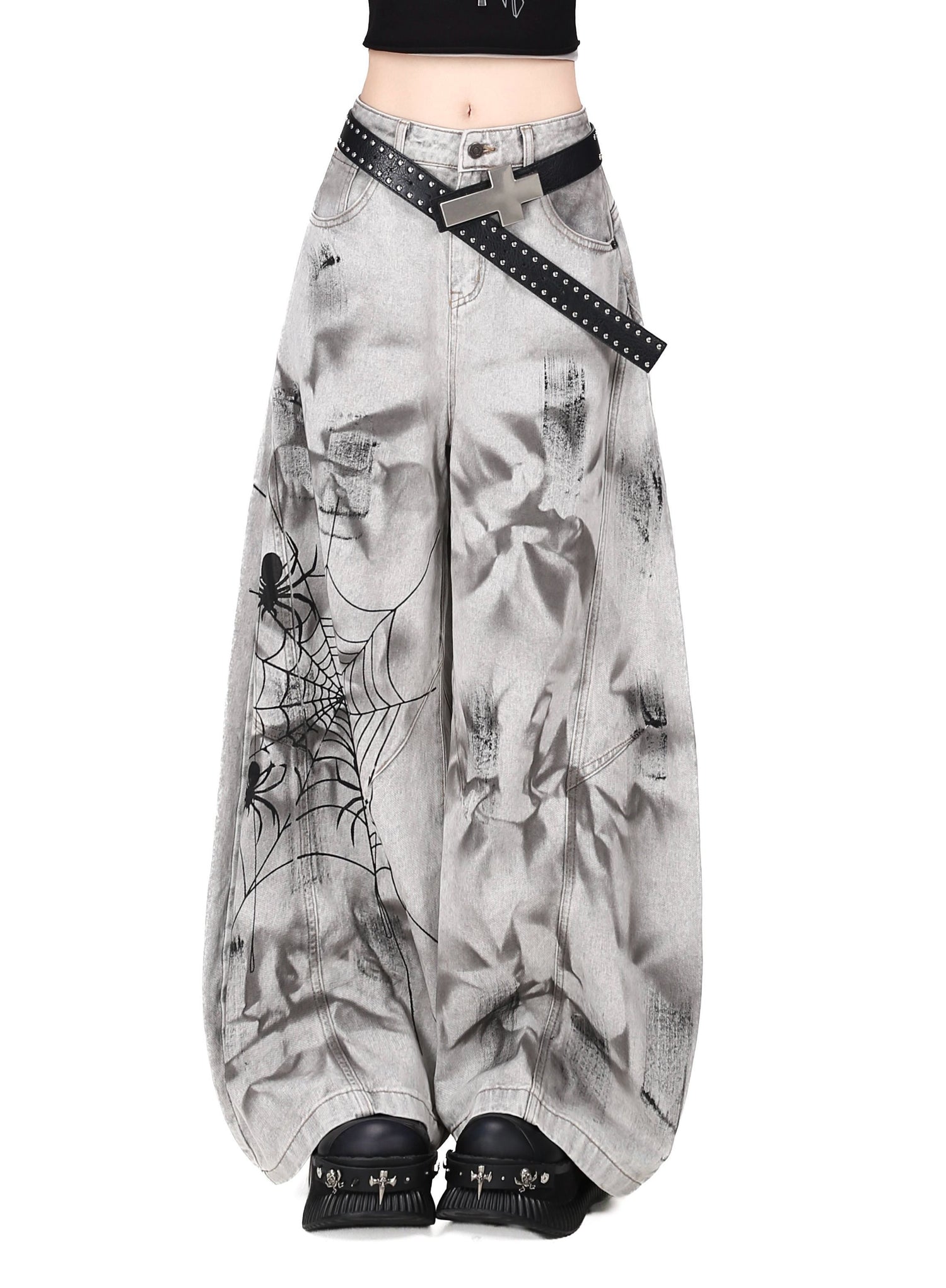 Crazy_Girl_Spiderweb_Tie_Dye_Zipper_High_Waist_Women&