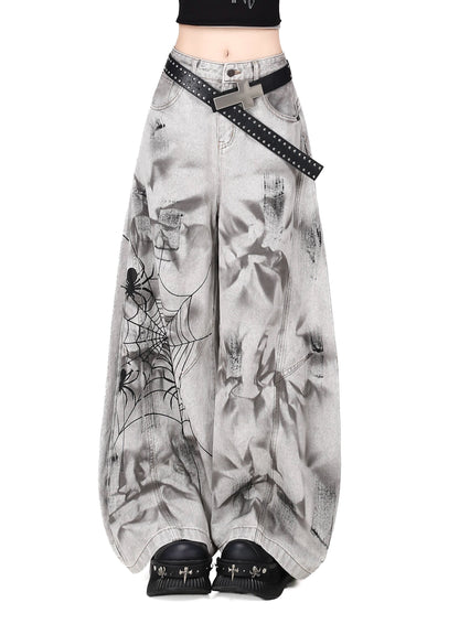 Crazy_Girl_Spiderweb_Tie_Dye_Zipper_High_Waist_Women&