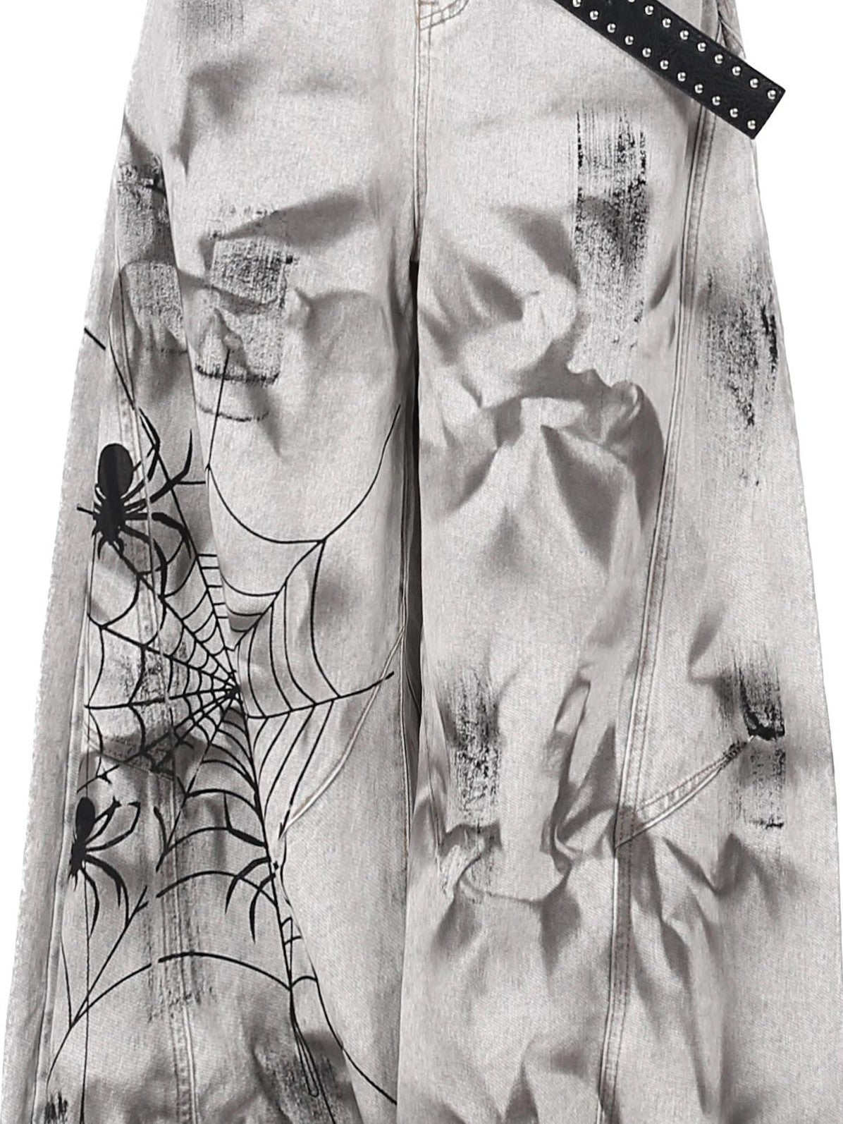 Crazy Girl Spiderweb Tie Dye Zipper High Waist Women&