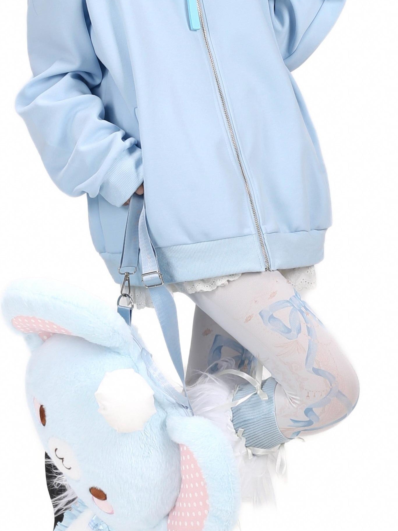 Crazy Girl Star Bunny Embroidery Striped Sailor Collar Loose Women&