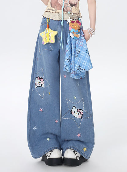 Crazy_Girl_Star_Embroidered_Card_Pocket_High_Waist_Women&