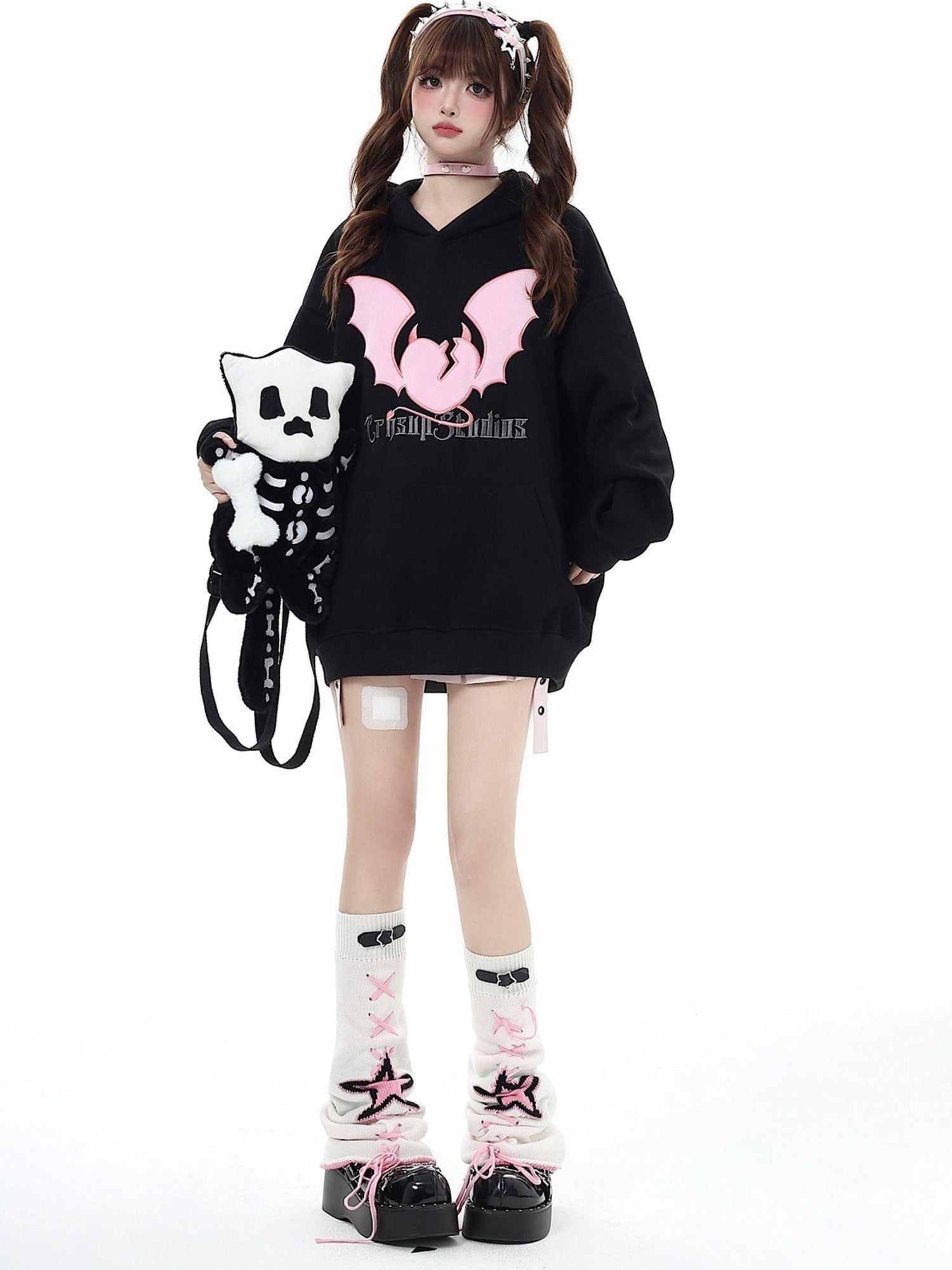 Crazy Girl Star Lace Up Leather Buckle Subculture Calf Slouch Women&