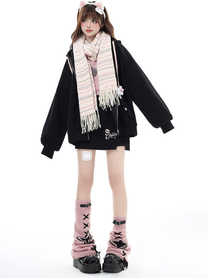 Crazy Girl Star Lace Up Leather Buckle Subculture Calf Slouch Women&