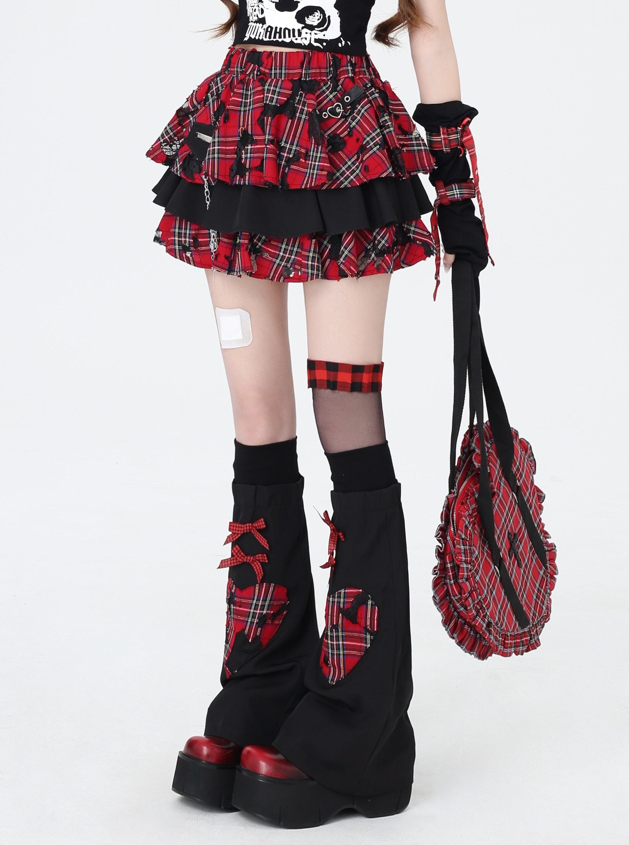 Crazy_Girl_Star_Plaid_Heavy_Embellished_Chain_High_Waist_Women&