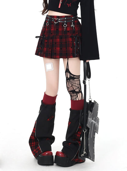 Crazy_Girl_Star_Plaid_Tie_Up_Anti_Exposure_High_Waist_School_Women&