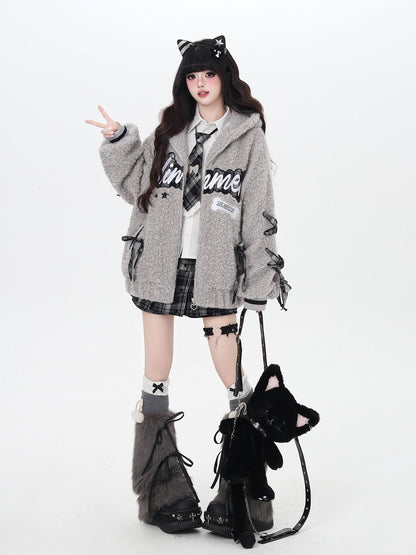 Crazy Girl Star Plaid Tie Up Anti Exposure High Waist School Women&
