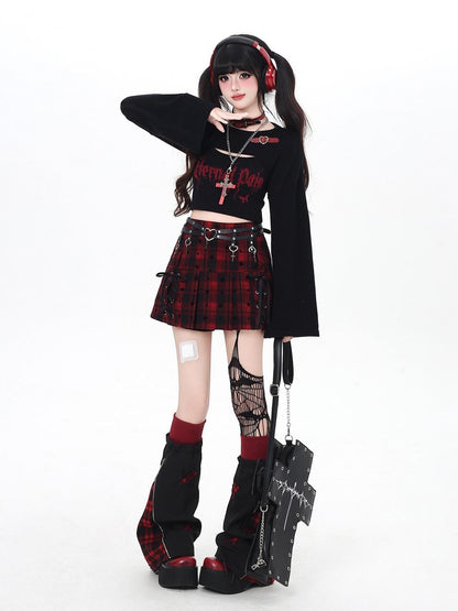 Crazy Girl Star Plaid Tie Up Anti Exposure High Waist School Women&