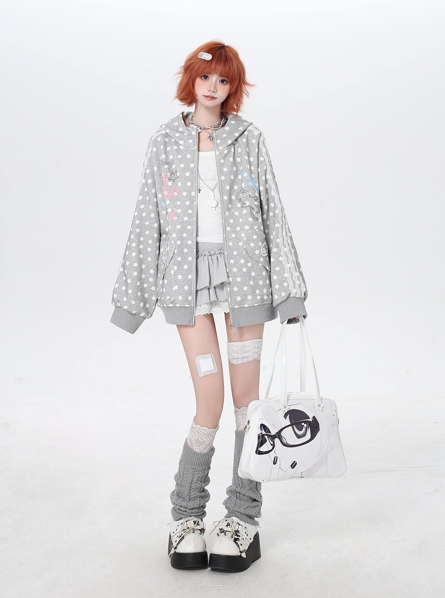 Crazy_Girl_Star_Polka_Dot_Cute_Oversized_Hooded_Long_Sleeve_Women&