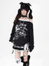 Crazy_Girl_Star_Print_Off_Shoulder_Drawstring_Faux_Two_Piece_Women&