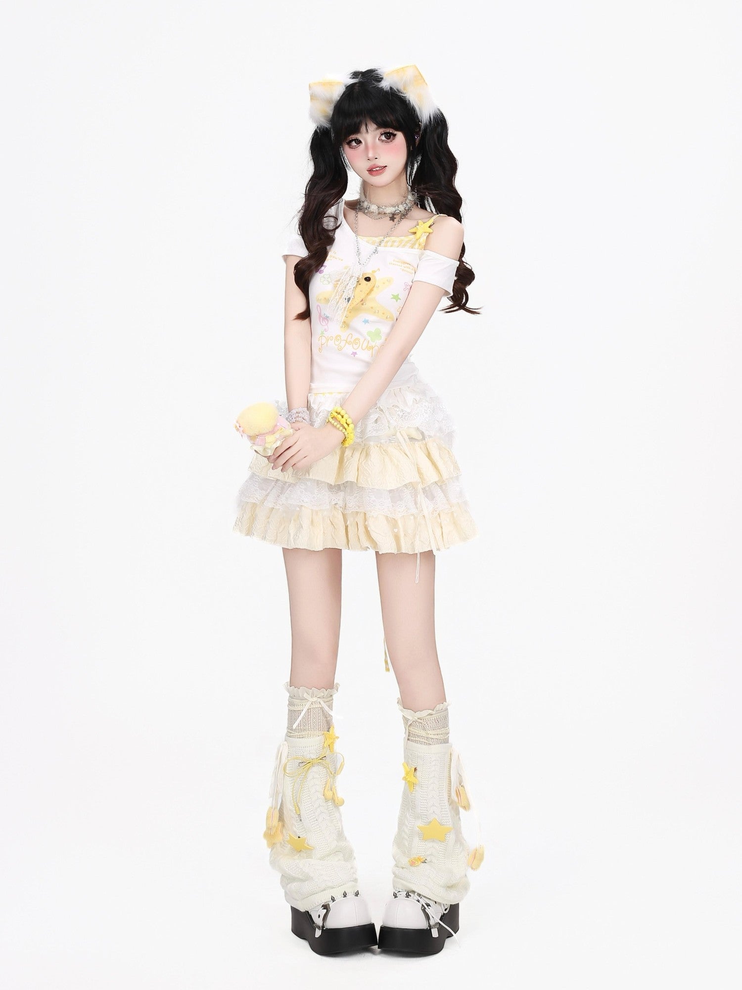 Crazy Girl Starfish Print Lace Patchwork Slim Fit Women&