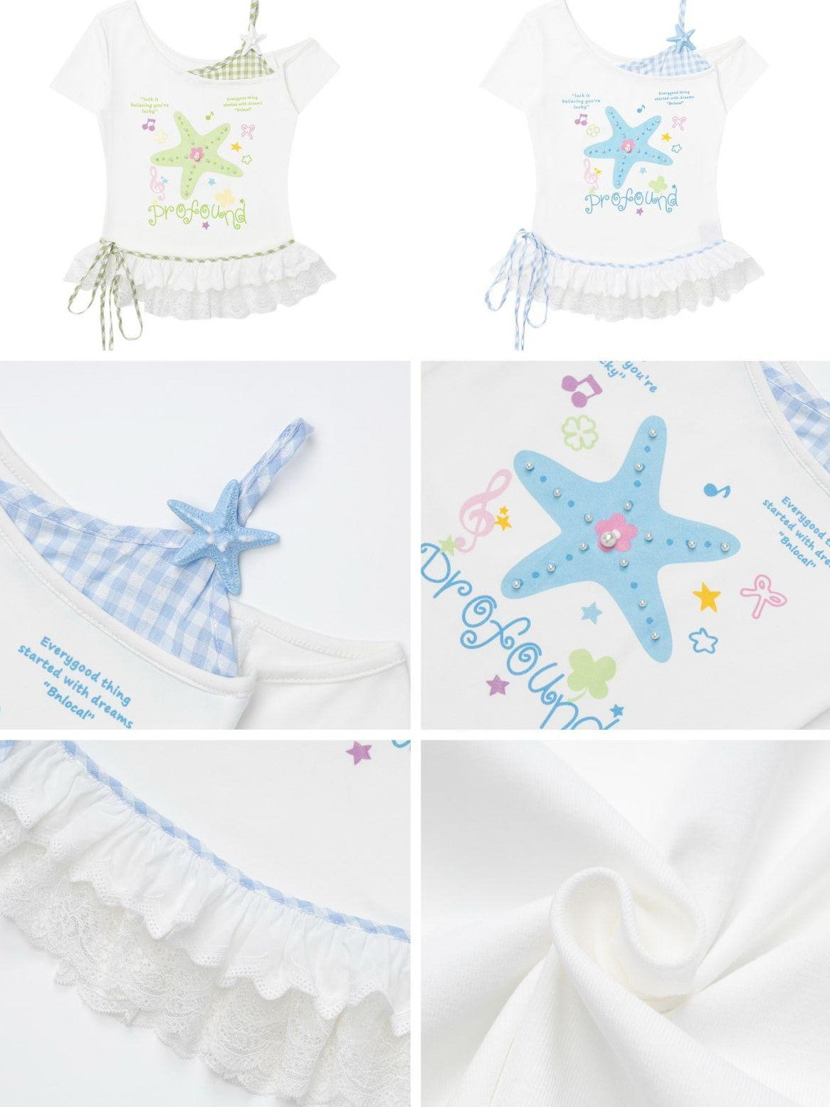 Crazy Girl Starfish Print Lace Patchwork Slim Fit Women&
