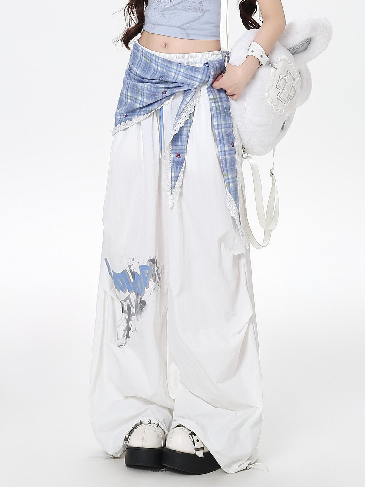 Crazy Girl Street Layered Plaid Cargo Women&