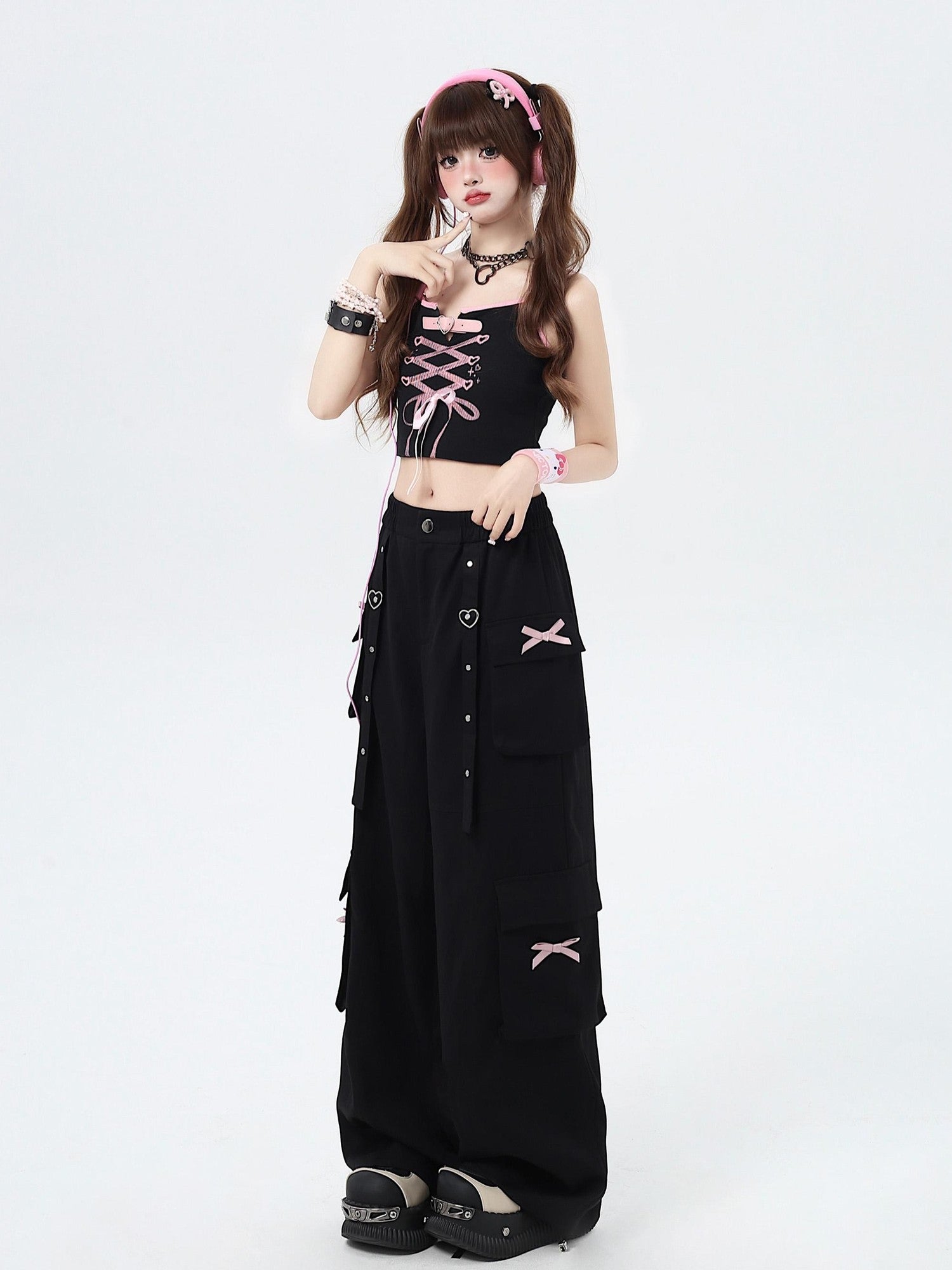 Crazy Girl Streetwear High Waist Wide Leg Loose Workwear Women&