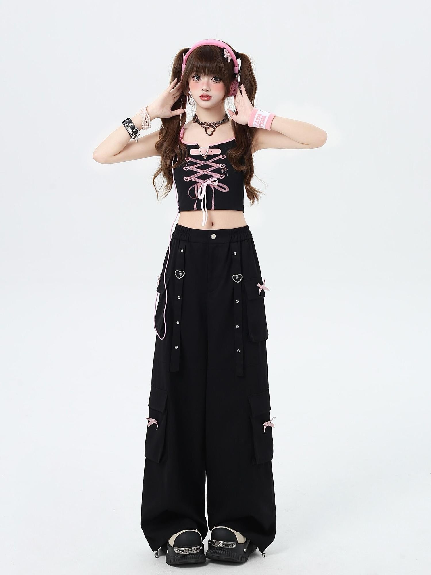 Crazy Girl Streetwear High Waist Wide Leg Loose Workwear Women&