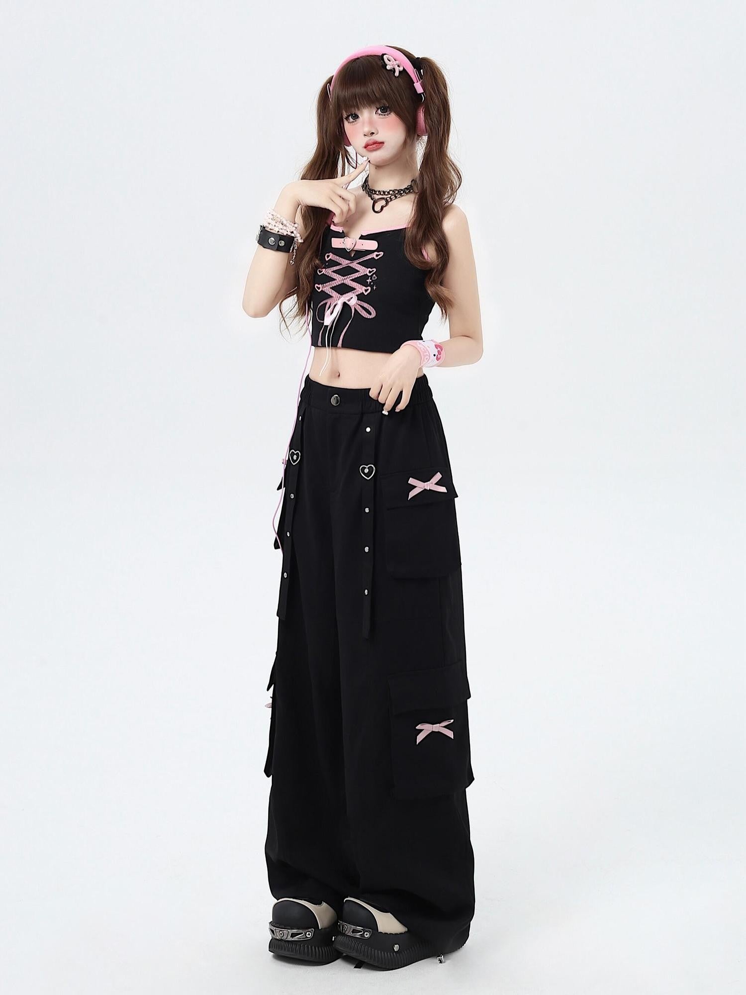 Crazy Girl Streetwear High Waist Wide Leg Loose Workwear Women&