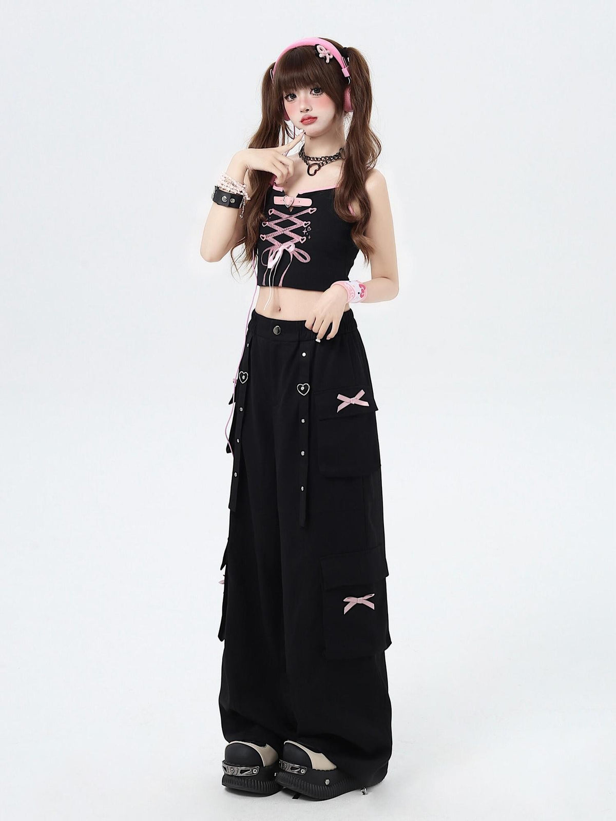 Crazy Girl Streetwear High Waist Wide Leg Loose Workwear Women&