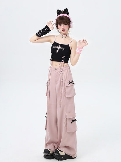 Crazy Girl Streetwear High Waist Wide Leg Loose Workwear Women&
