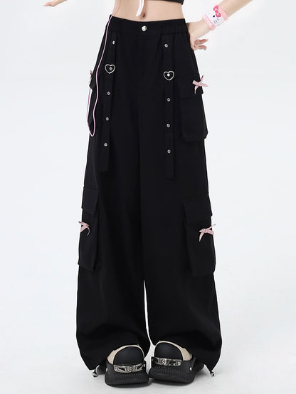 Crazy Girl Streetwear High Waist Wide Leg Loose Workwear Women&