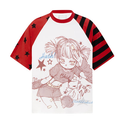 Crazy_Girl_Striped_Star_Cartoon_Raglan_Patchwork_Women&