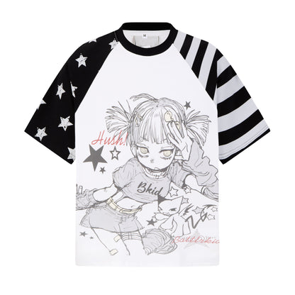Crazy_Girl_Striped_Star_Cartoon_Raglan_Patchwork_Women&