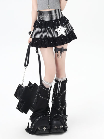 Crazy_Girl_Striped_Star_Charm_Spliced_High_Waist_Slim_Women&
