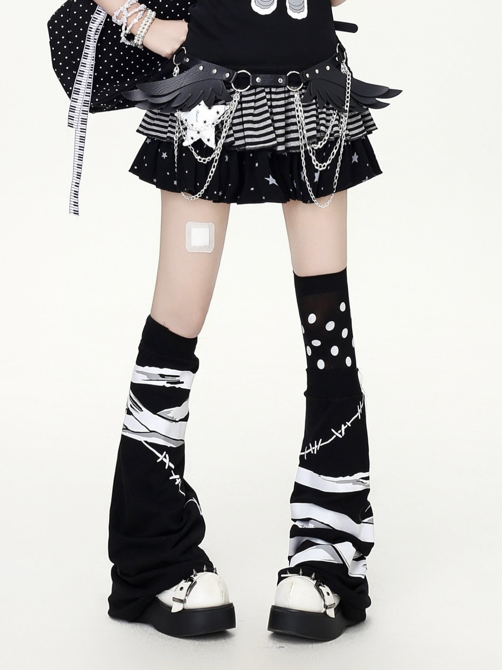 Crazy_Girl_Striped_Star_Charm_Spliced_High_Waist_Slim_Women&