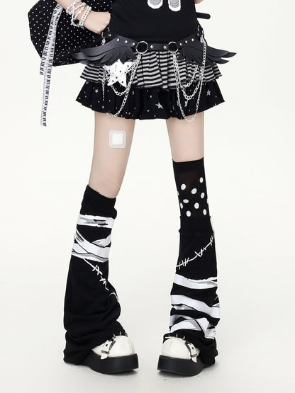 Crazy_Girl_Striped_Star_Charm_Spliced_High_Waist_Slim_Women&