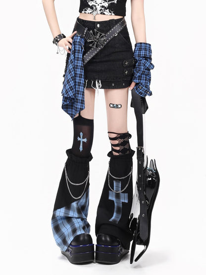 Crazy Girl Studded Cross Y2k Punk Metal Buckle Rivet Hardware Women&