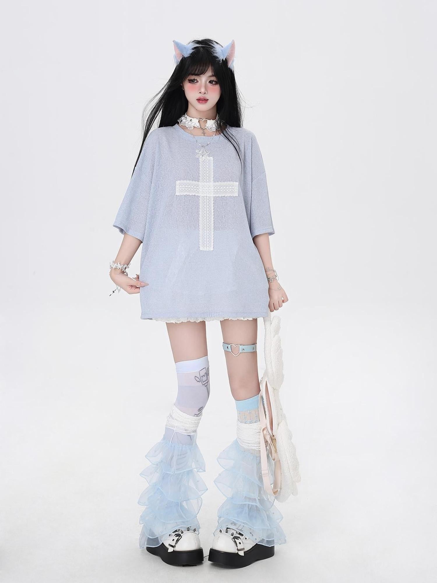 Crazy Girl Subculture Cross Patch Applique Sweet Cool Women&