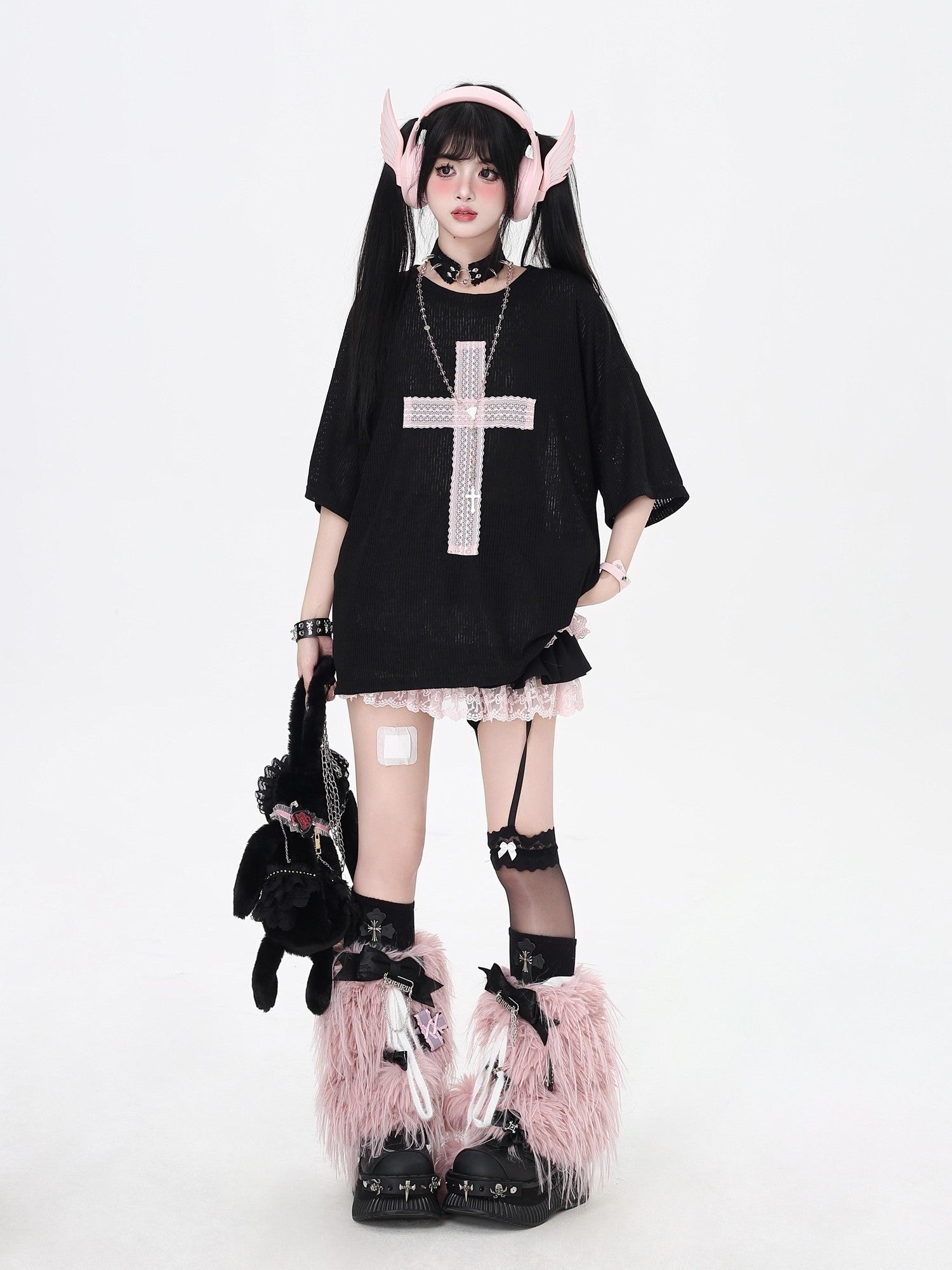 Crazy Girl Subculture Cross Patch Applique Sweet Cool Women&