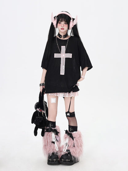 Crazy Girl Subculture Cross Patch Applique Sweet Cool Women&