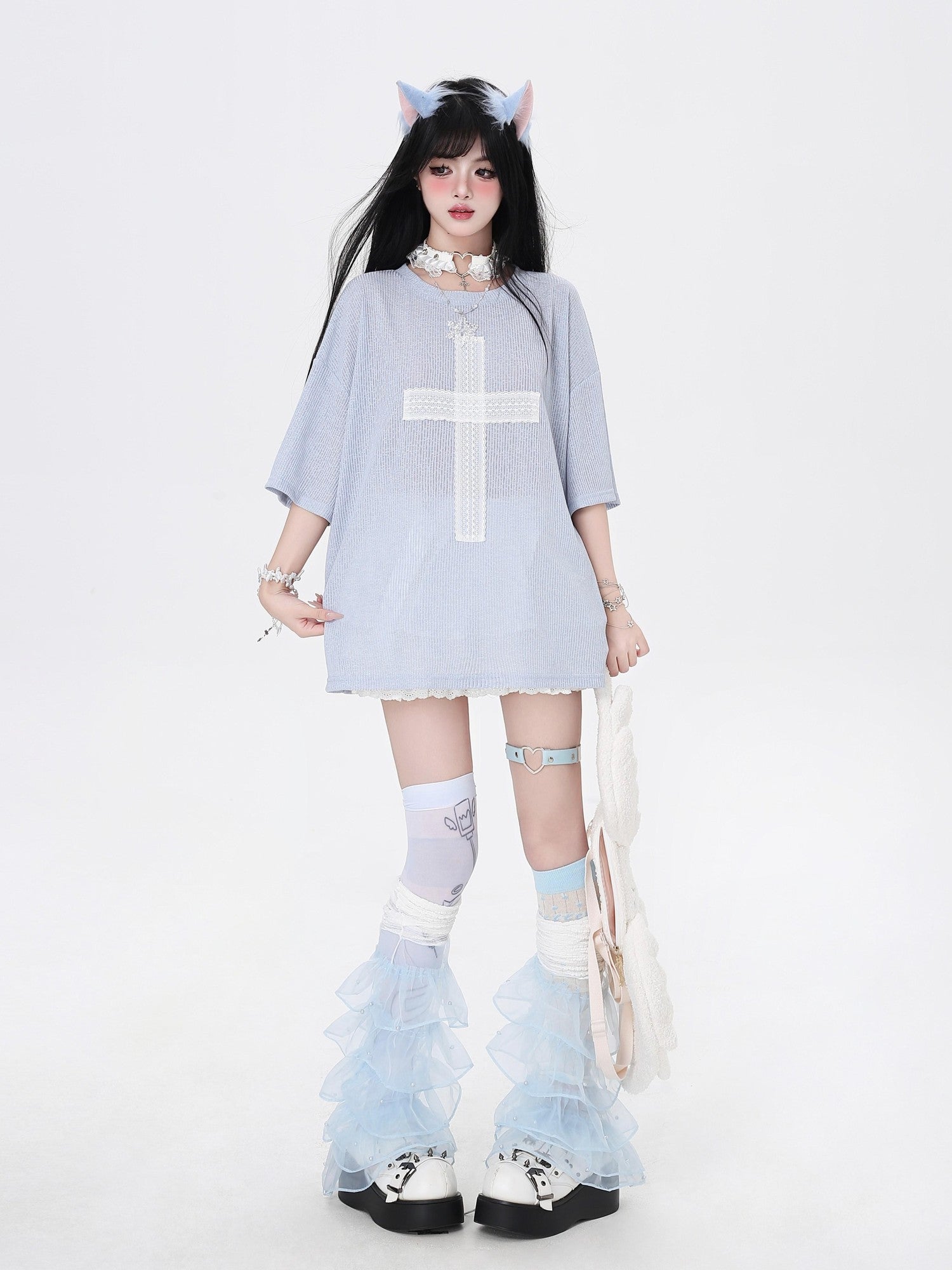 Crazy Girl Subculture Cross Patch Applique Sweet Cool Women&