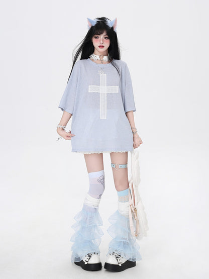 Crazy Girl Subculture Cross Patch Applique Sweet Cool Women&