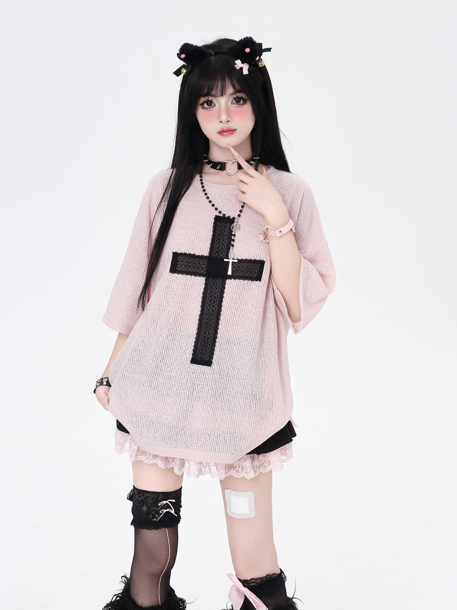 Crazy Girl Subculture Cross Patch Applique Sweet Cool Women&