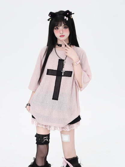 Crazy Girl Subculture Cross Patch Applique Sweet Cool Women&
