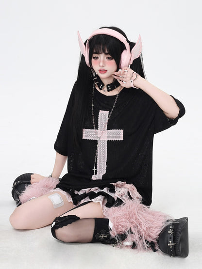 Crazy Girl Subculture Cross Patch Applique Sweet Cool Women&