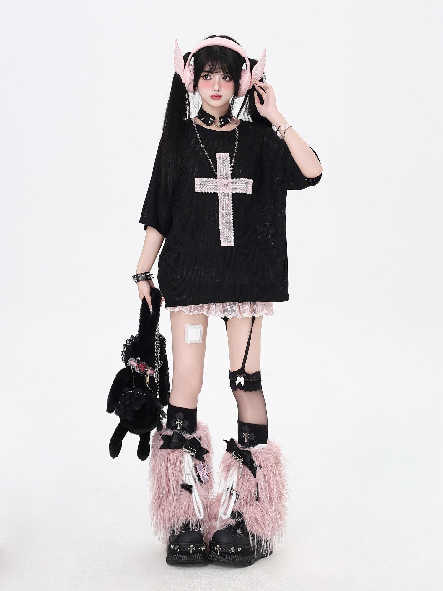 Crazy Girl Subculture Cross Patch Applique Sweet Cool Women&