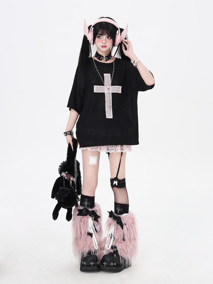 Crazy Girl Subculture Cross Patch Applique Sweet Cool Women&