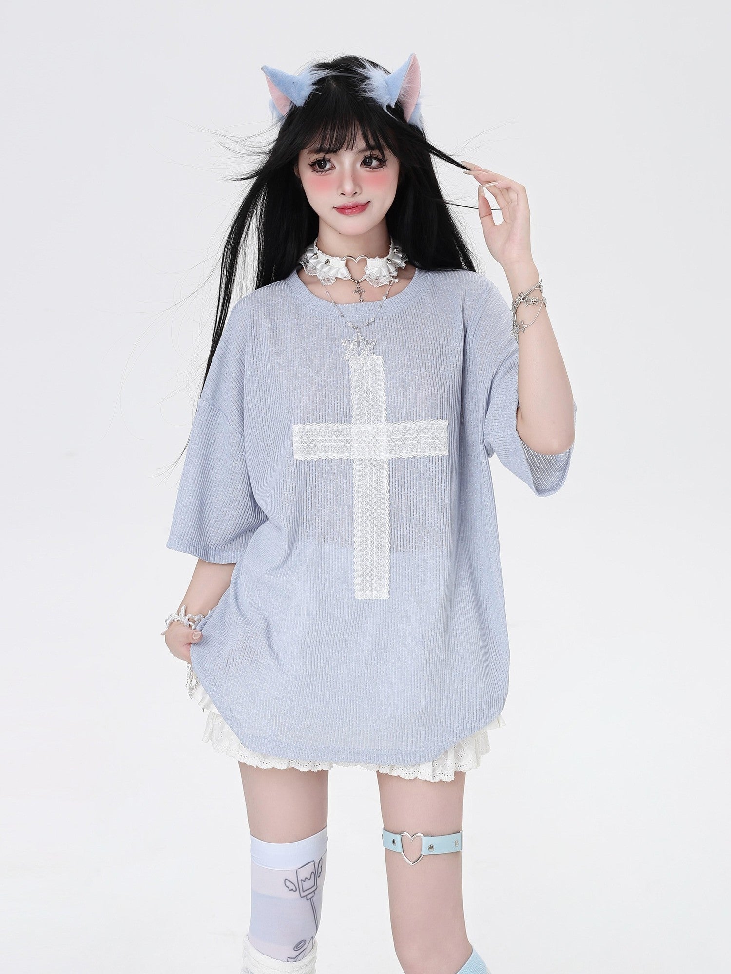 Crazy Girl Subculture Cross Patch Applique Sweet Cool Women&