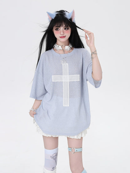 Crazy Girl Subculture Cross Patch Applique Sweet Cool Women&