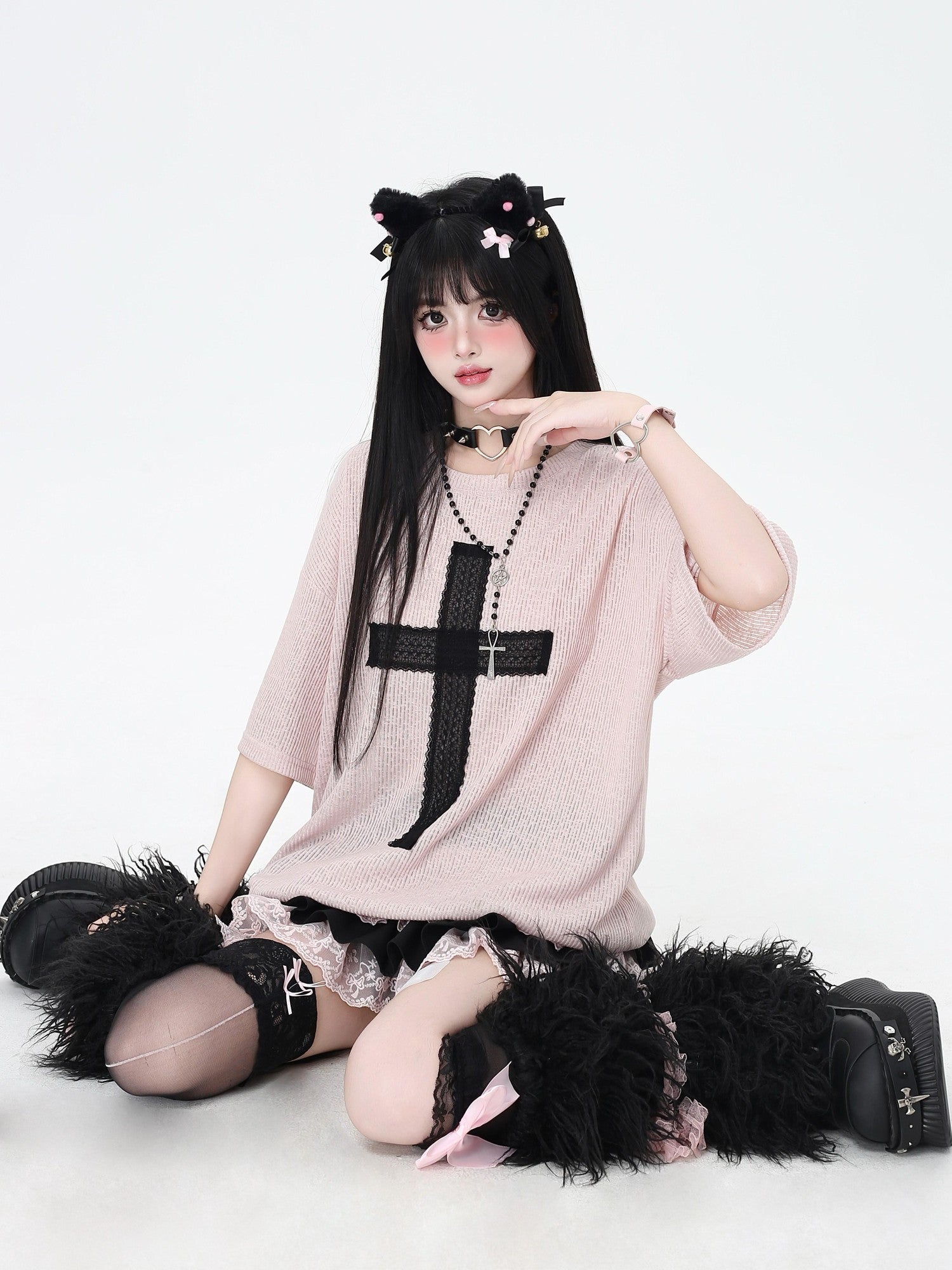 Crazy Girl Subculture Cross Patch Applique Sweet Cool Women&