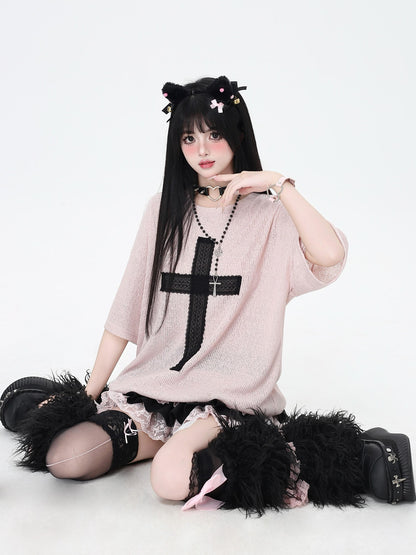 Crazy Girl Subculture Cross Patch Applique Sweet Cool Women&