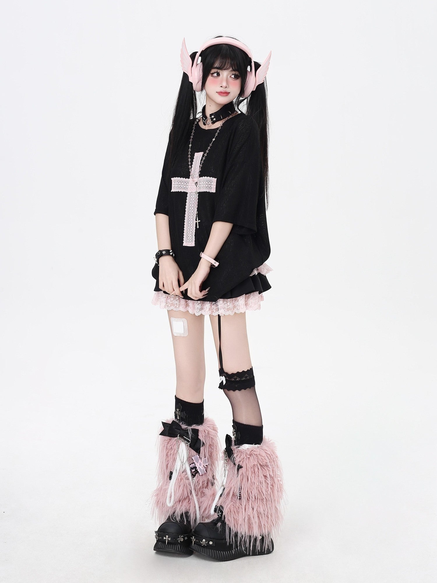 Crazy Girl Subculture Cross Patch Applique Sweet Cool Women&