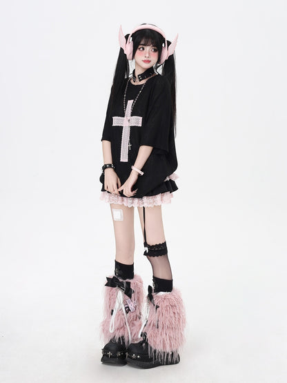Crazy Girl Subculture Cross Patch Applique Sweet Cool Women&