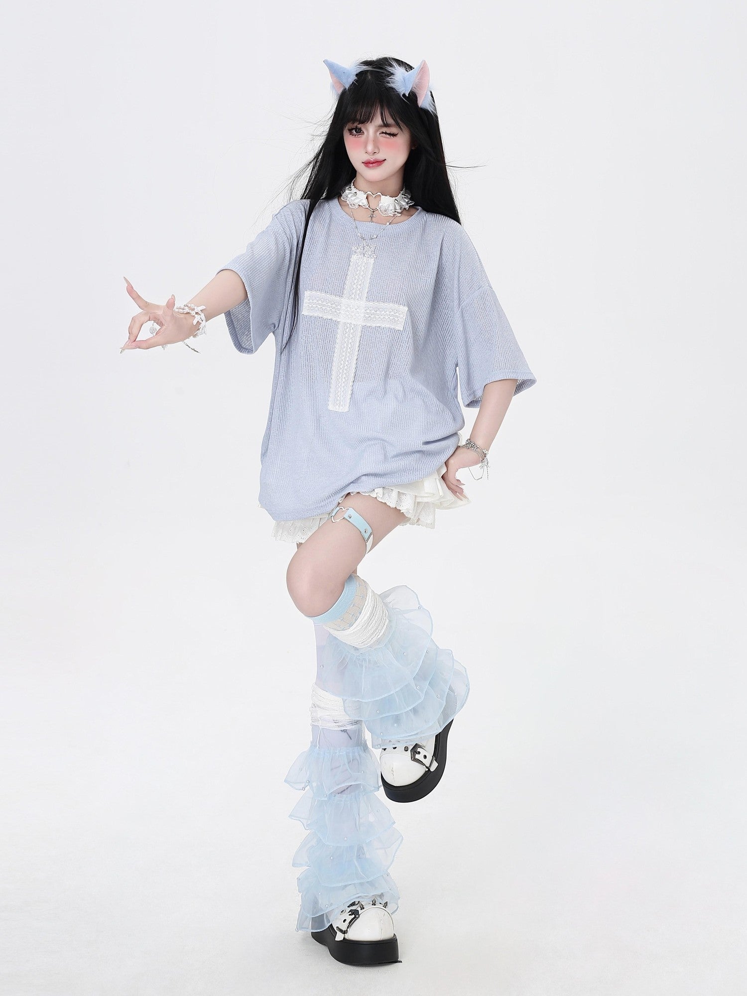 Crazy Girl Subculture Cross Patch Applique Sweet Cool Women&