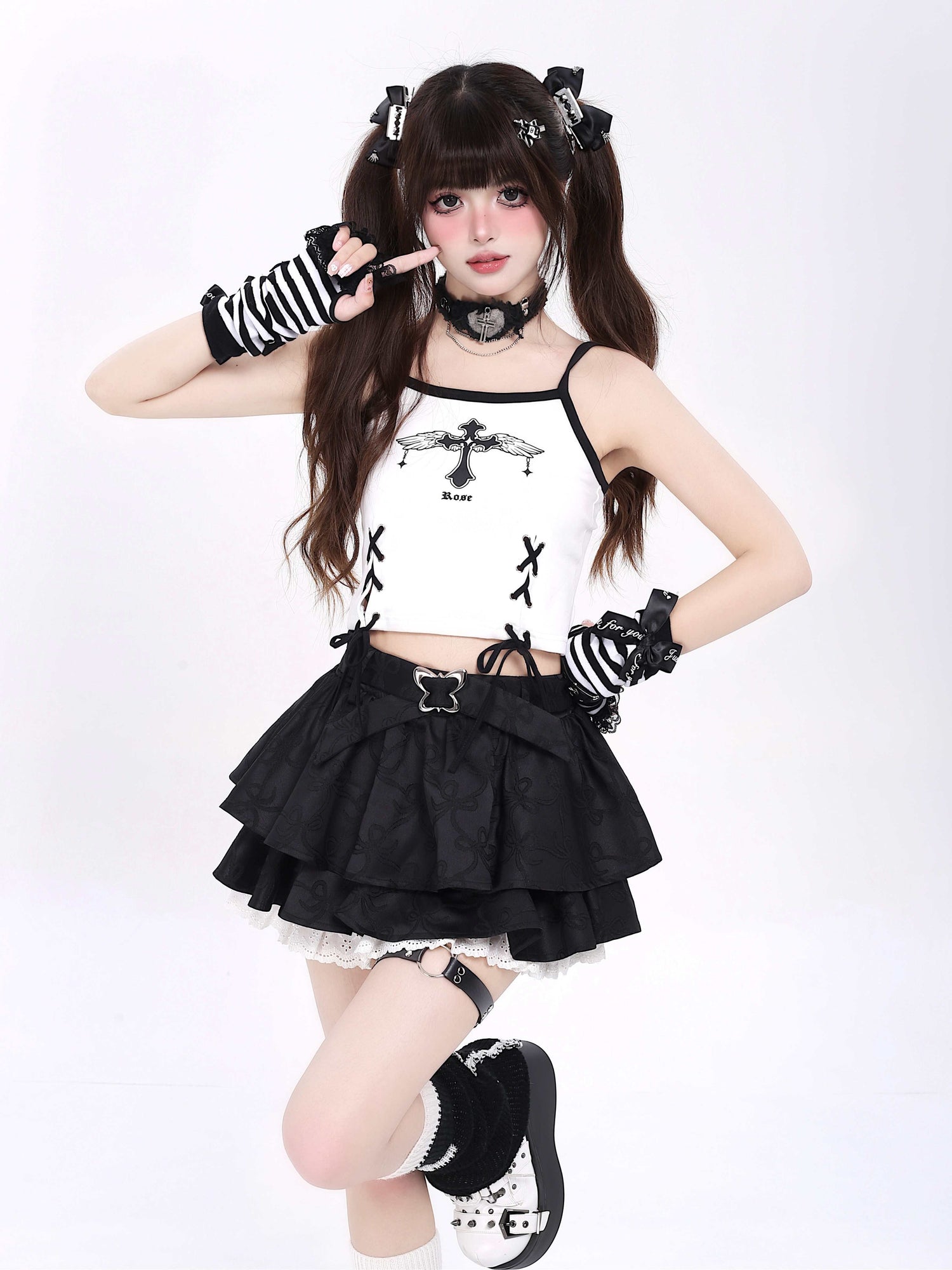 Crazy_Girl_Subculture_Goth_Lace_Up_Strappy_Cropped_Women&