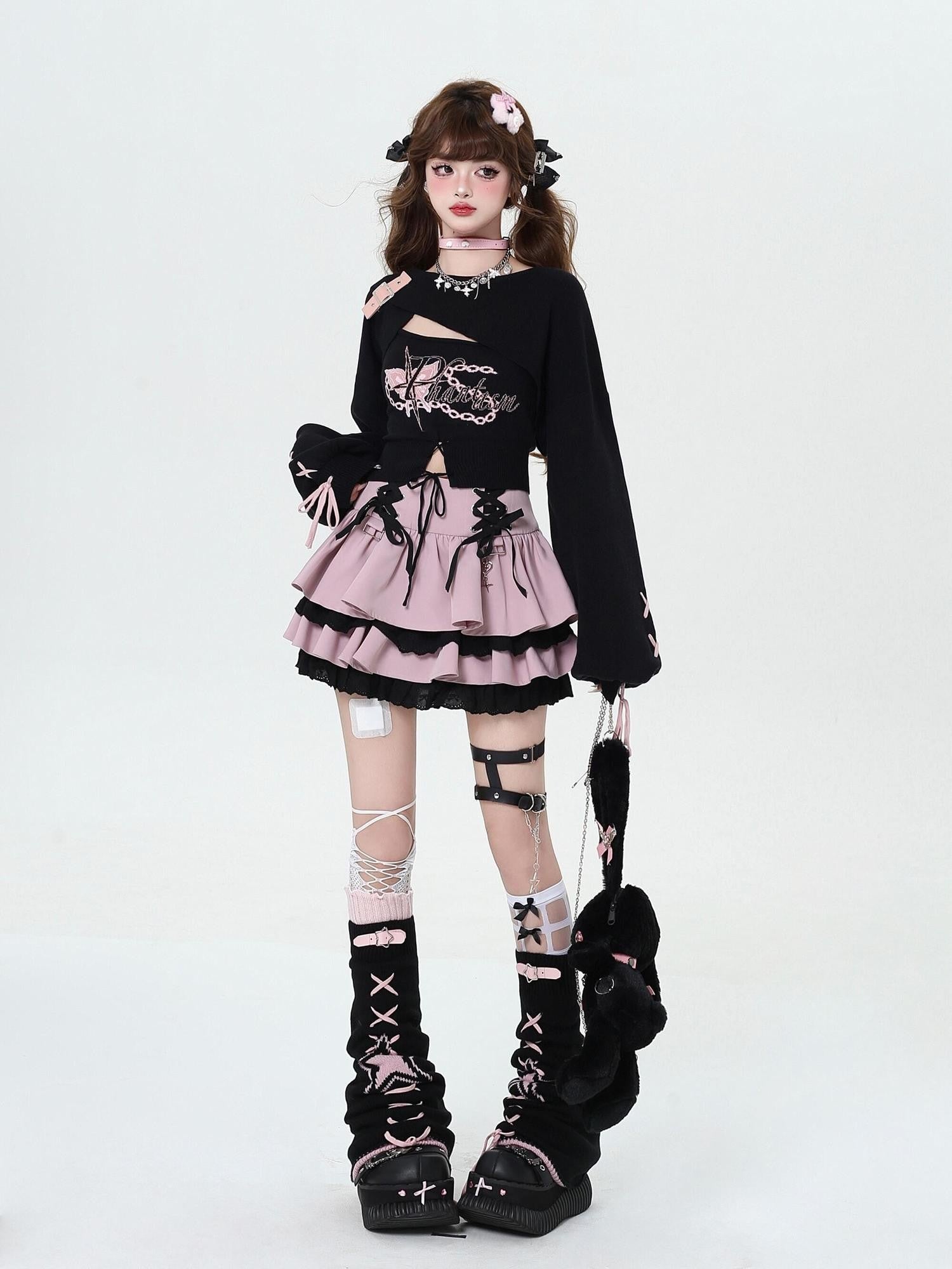 Crazy Girl Sweet Cartoon Letter Crewneck Slim Pullover Women&