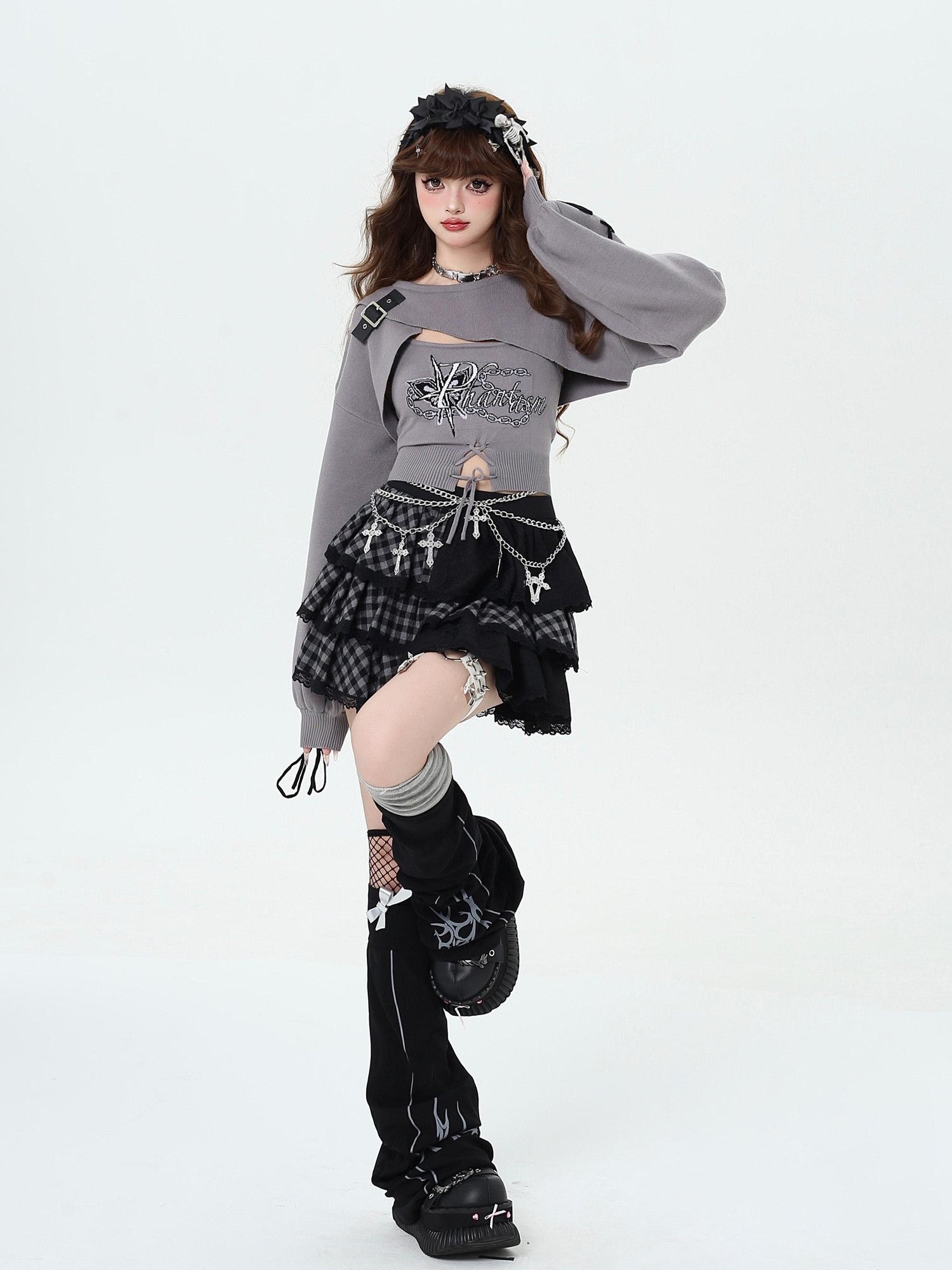 Crazy Girl Sweet Cartoon Letter Crewneck Slim Pullover Women&